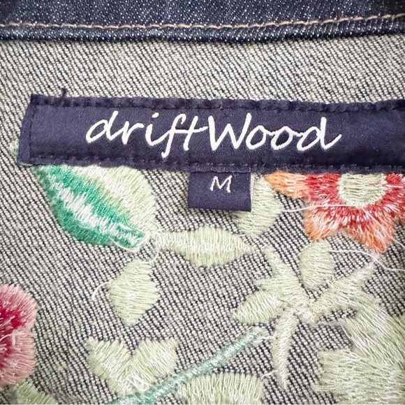 Driftwood Maryah Floral Embroidered Boho Jean Jacket Medium - Picture 5 of 11